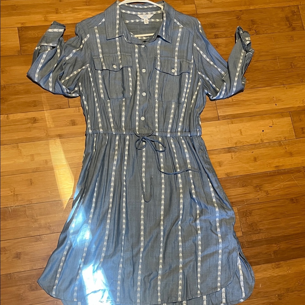 Time and Tru Long Sleeve Blue and White Dress